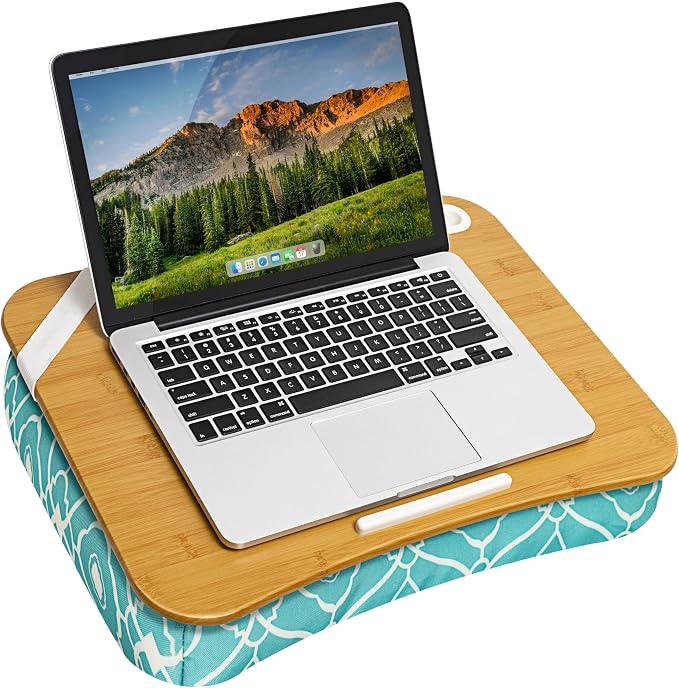 LAPGEAR Designer Lap Desk – Aqua Trellis, 2-Pack with Storage Basket