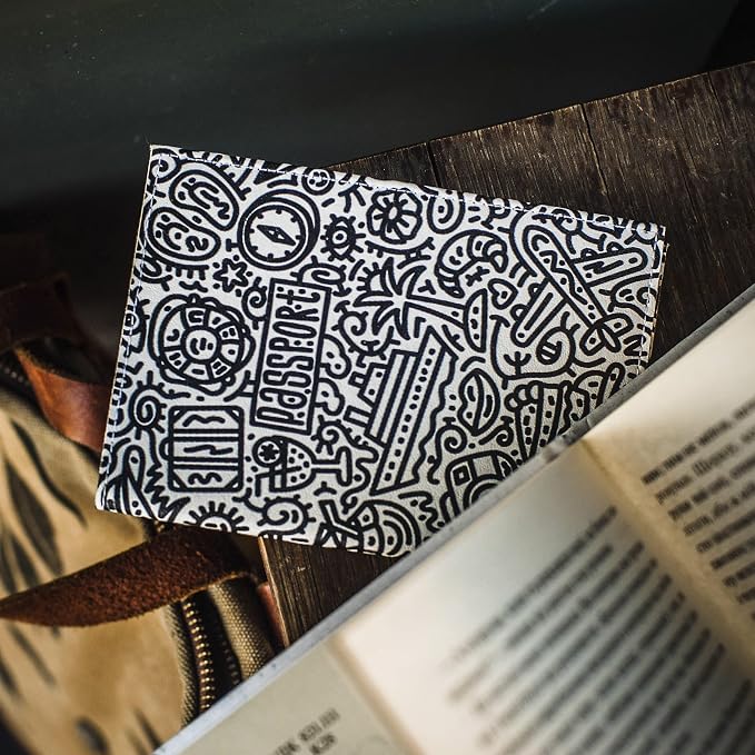 Passport Cover for Kids, Women and Men, Cute Travel Passport Holder (Doodle Pattern)