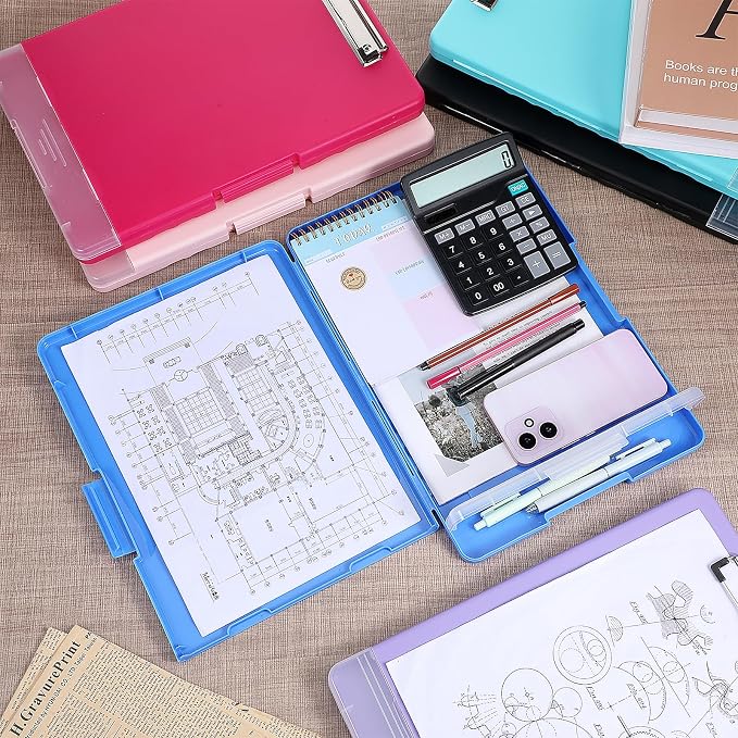 6 Pcs Plastic Clipboard with Storage, A4 Colorful Waterproof Clipboards with Pen Holder, Heavy Duty Nursing Clipboard Folder, Side-Opening Nursing Clip Board for Office, Nurses (Multicolor)