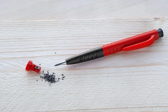 SOLA TLM2 Deep Hole Marker Construction Pencil with Built-In Sharpener, Long-Tip Woodworking Pencil, Graphite Multi-Purpose Marker