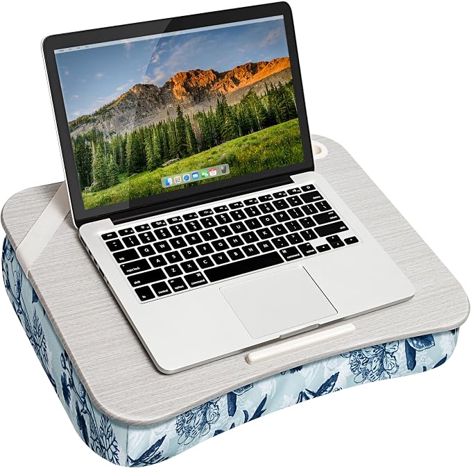 LAPGEAR Designer Lap Desk – Blue Blossoms, 2-Pack with Storage Basket