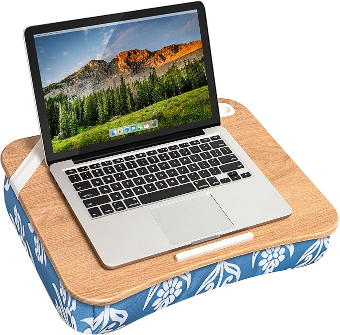 LAPGEAR Designer Lap Desk – Floral Bock Print, 2-Pack with Storage Basket