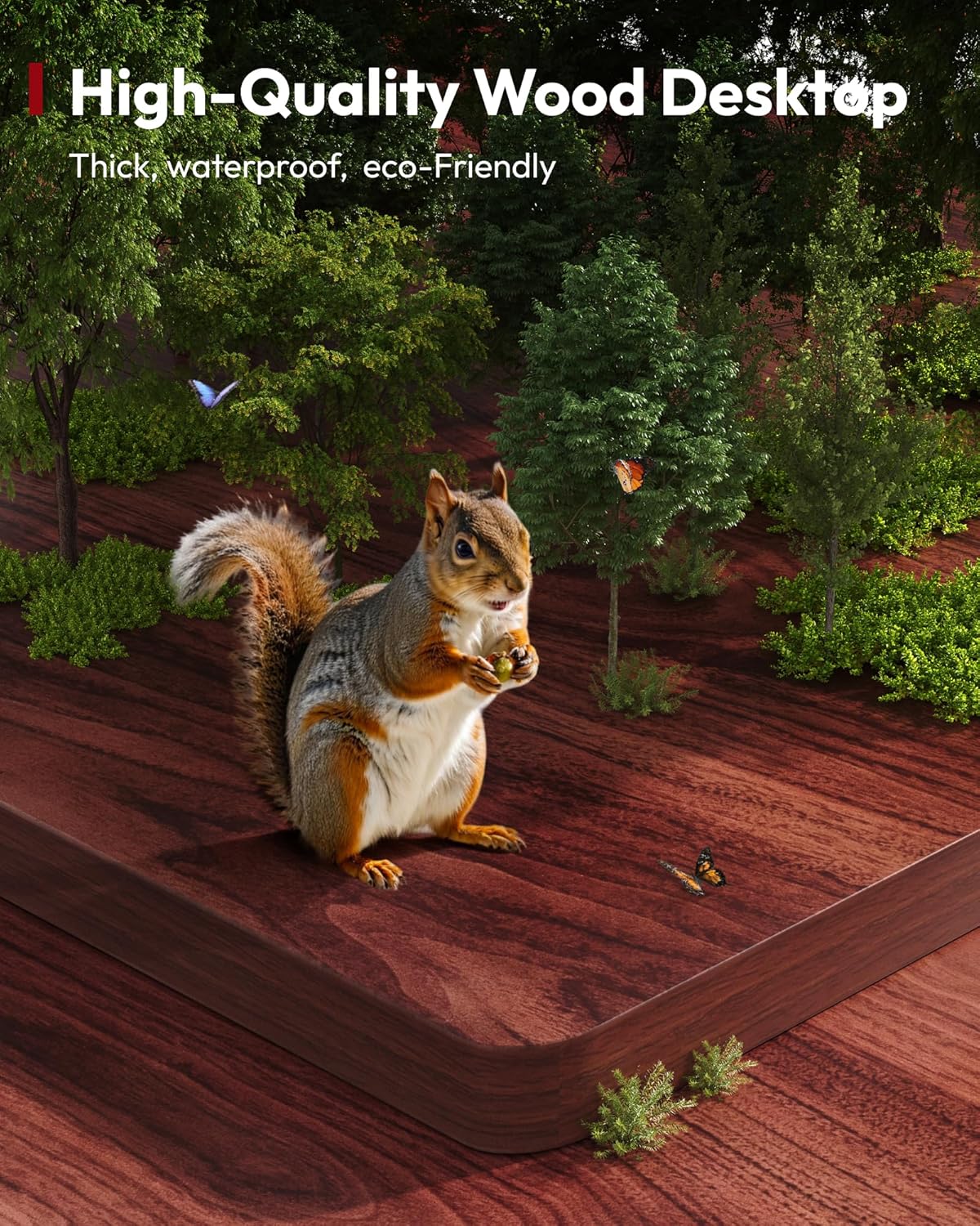 SANODESK Electric Standing Desk 55 x 28 Inches Whole-Piece Desktop Height Adjustable Stand Up Desk w/6-Button Controller Ergonomic Computer Desk for Home Office, White Frame + Mahogany Tabletop