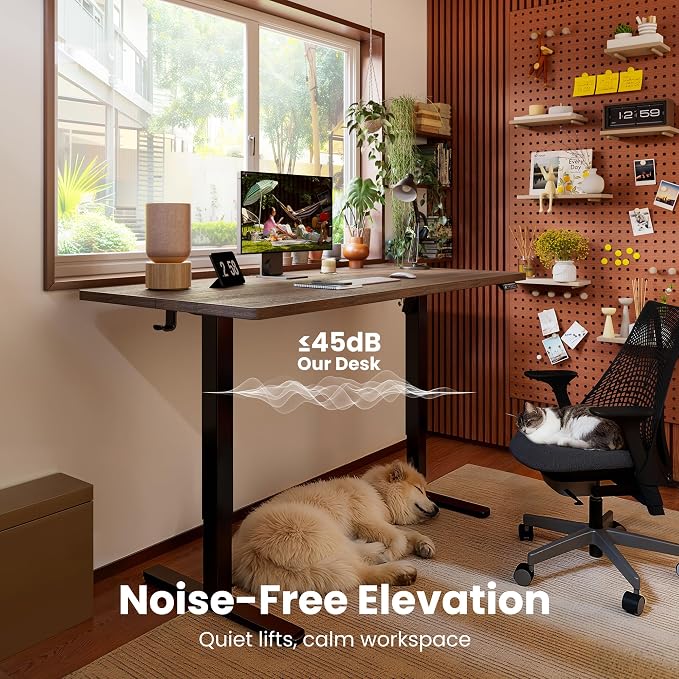 ErGear Height Adjustable Electric Standing Desk, 40 x 24 Inches Sit Stand up Desk, Memory Computer Home Office Desk, Dark Walnut