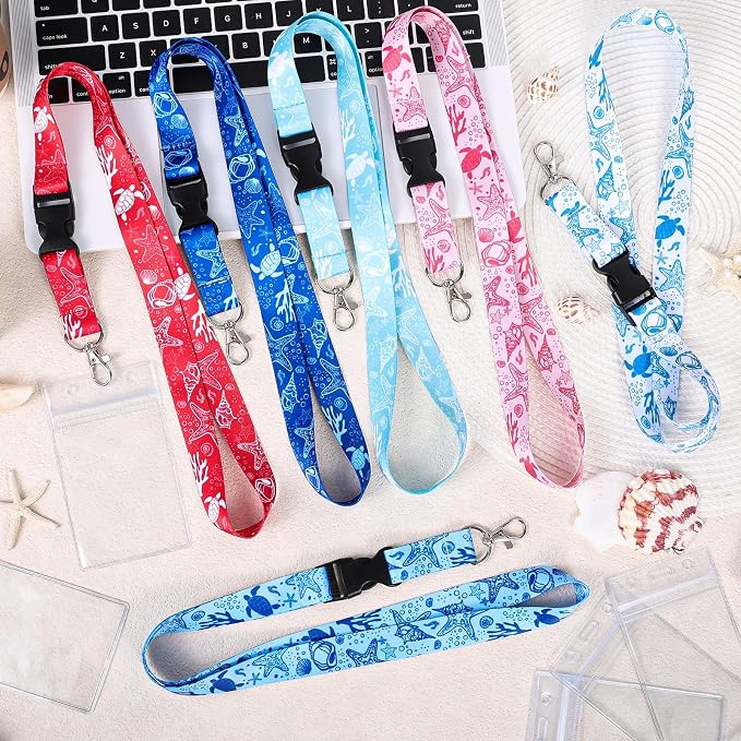6 Pack Cruise Lanyard for Ship Cards, Cruise Essentials 2026, Starfish | Detachable Lanyards with Waterproof ID Badge Holders, Cruise Must Have for Carnival, Royal Caribbean, NCL