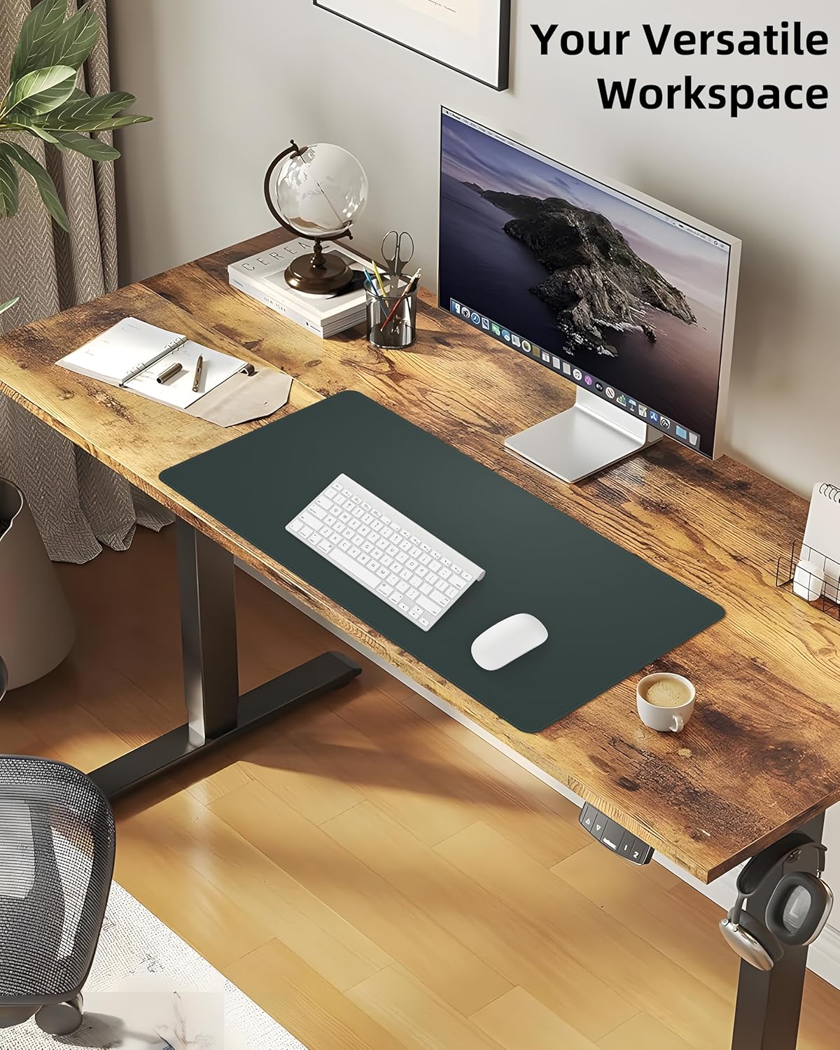 Leather Desk Pad Protector, Large Desk Pad Mat, Office Desk mat,Waterproof Non-Slip PU Leather Desk Blotter,Desk Accessories for Home/Decor(Dark Green, 55" x 17")