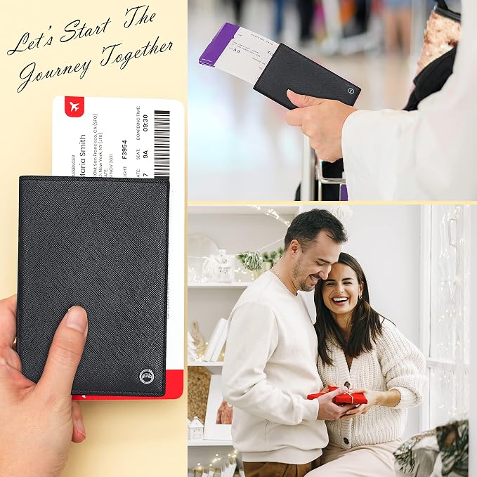 2 Passport Holder - Travel Essentials, RFID Blocking Wallet Credit Card Organiser, Plain Accessories Slim Cover For Men & Women | Travel Essentials