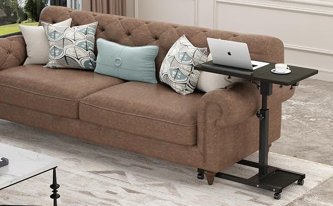 TigerDad Mobile Adjustable Height Laptop Stand PC Computer Portable Notebook Swivel Laptop Desk Rolling Table Desk Cart Tiltable with Wheels Casters& Mouse Pad Table