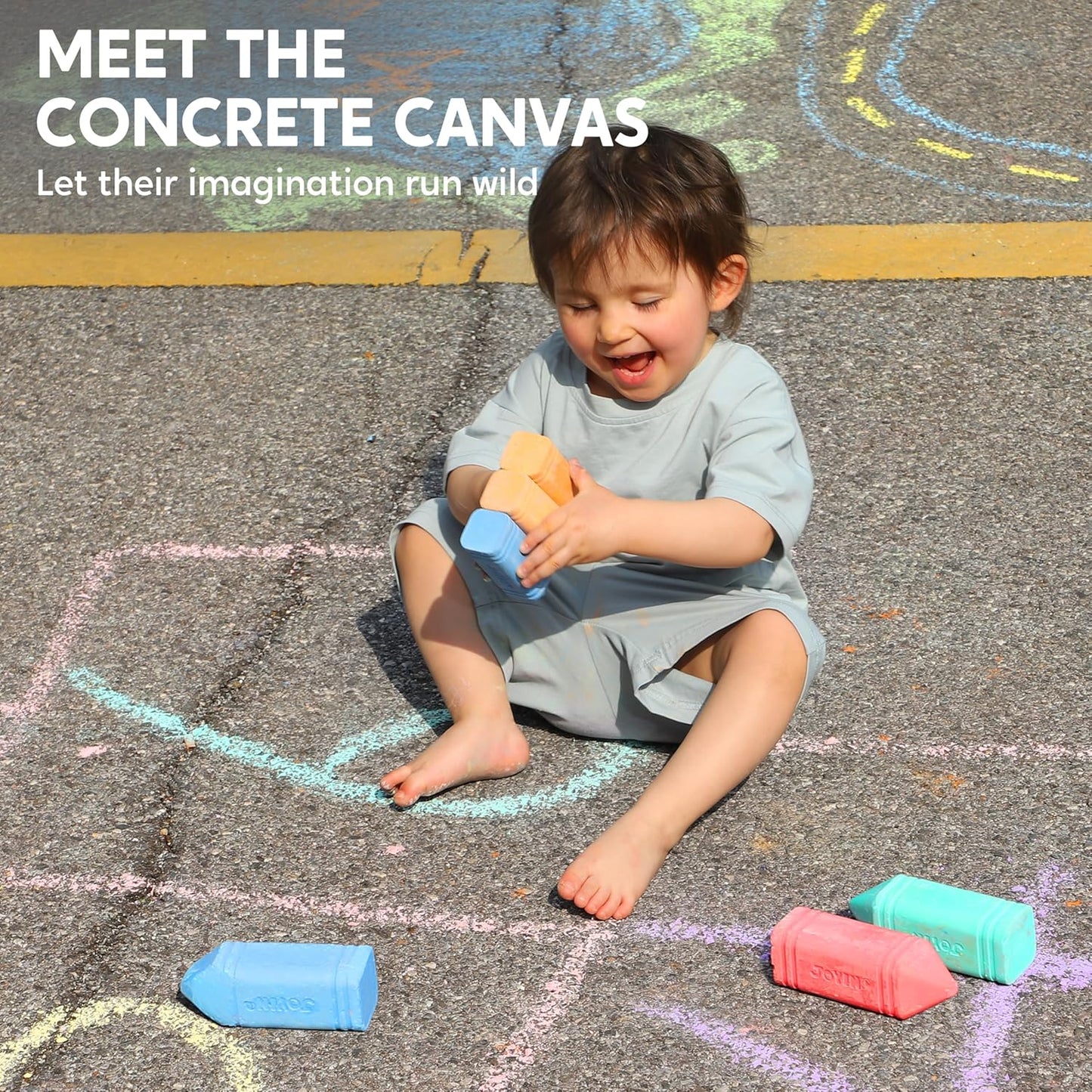 JOYIN 12 PCS Jumbo Sidewalk Chalk with 6 Colors, Washable Sidewalk Chalk for Kids, Non-Toxic School Supplies, Outdoor Games, Playground Accessories