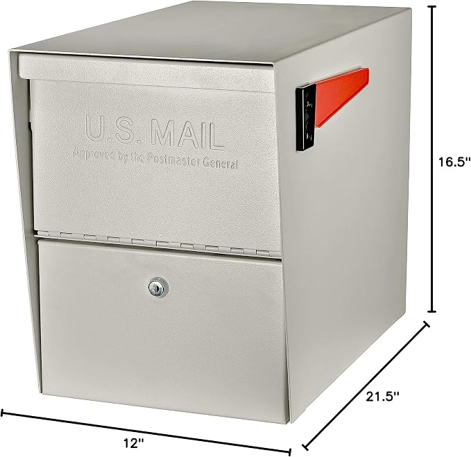 Mail Boss 7207 Package Master Curbside Locking Security Mailbox, Cream White