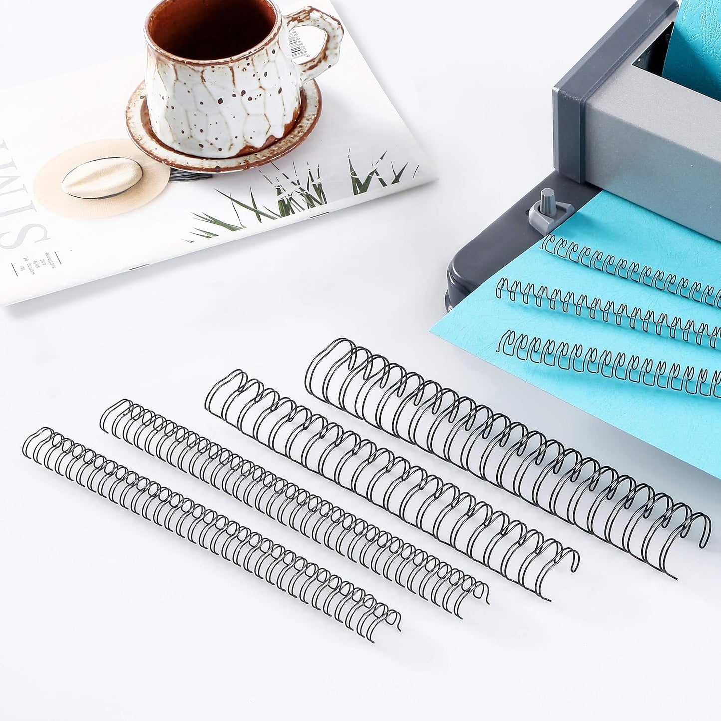 BNC Double Loop Wire Binding Rings Letter Size 3:1 Loops 32 Holes Black Color Pack of 100 (1/4 Inches)