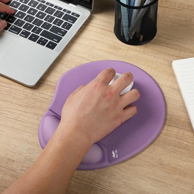 Mr. Pen- Ergonomic Mouse Pad with Wrist Rest | Purple Breathable Fabric with Memory Foam Cushion, Non-Slip Rubber Base, Gel Mouse Pad with Wrist Support