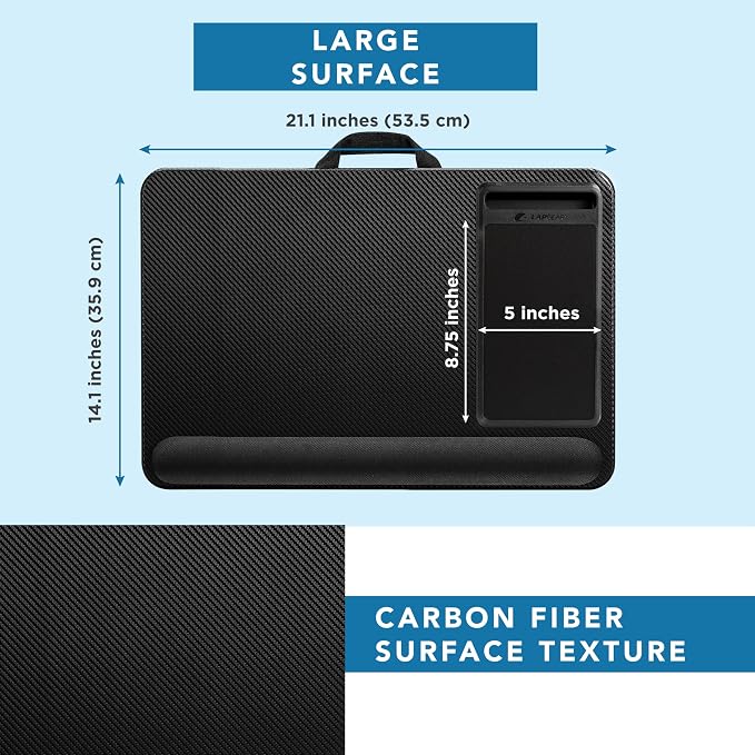 LAPGEAR Home Office Pro Lap Desk - Black Carbon, Fits 15.6” Laptops
