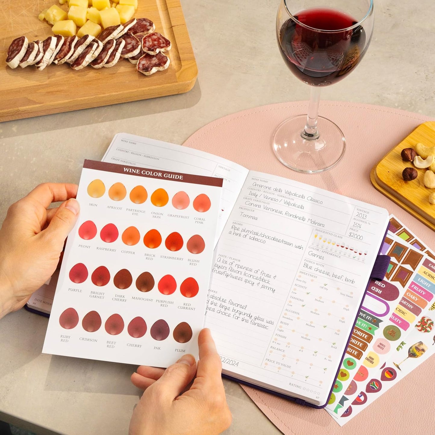Legend Wine Tasting Journal – Wine Guide & Diary – Unique Accessories & Gifts for Wine Lovers, Women & Men, Eco Leather Notebook (Purple)