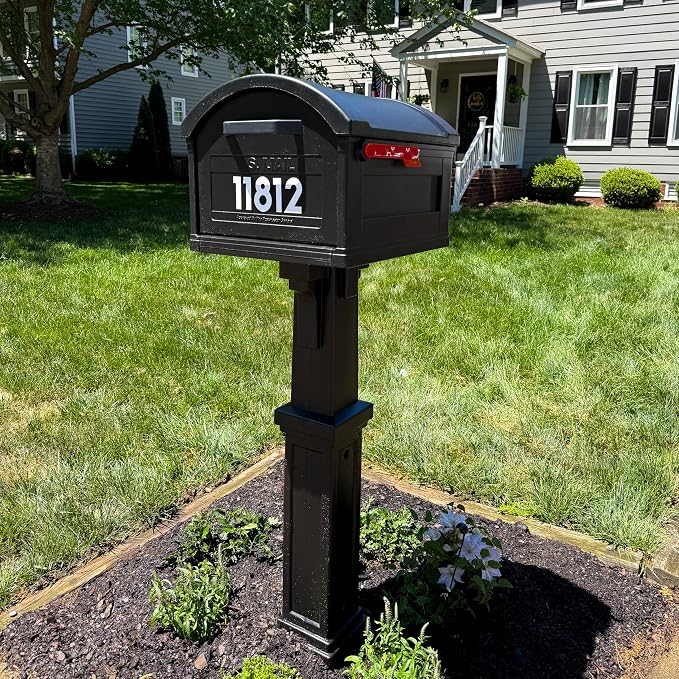 ARCHITECTURAL MAILBOXES Grand Haven Plastic, Mailbox and Post Kit, Black Extra Large