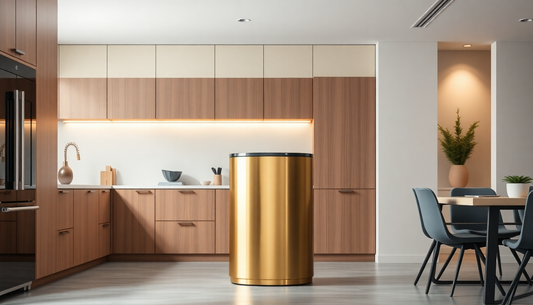 Elevate Your Office Space with the Brushed Gold Kitchen Trash Can