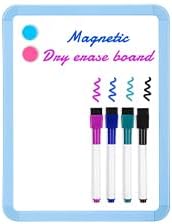 VUSIGN Magnetic Dry Erase Board, 8.5 x 11 Inches White Board, Blue | Includes 4 Dry Erase Markers, Small Mini White Board for Students Fridge Wall Locker