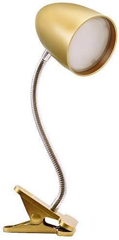 E ENERGETIC LIGHTING Clip on Light for Bed, Non-Dimmable Clip on Reading Light for Bed, 4000K Cool White, 3.5W 240 LM Desk lamp with clamp, Eye Protection, ETL Listed, Gold
