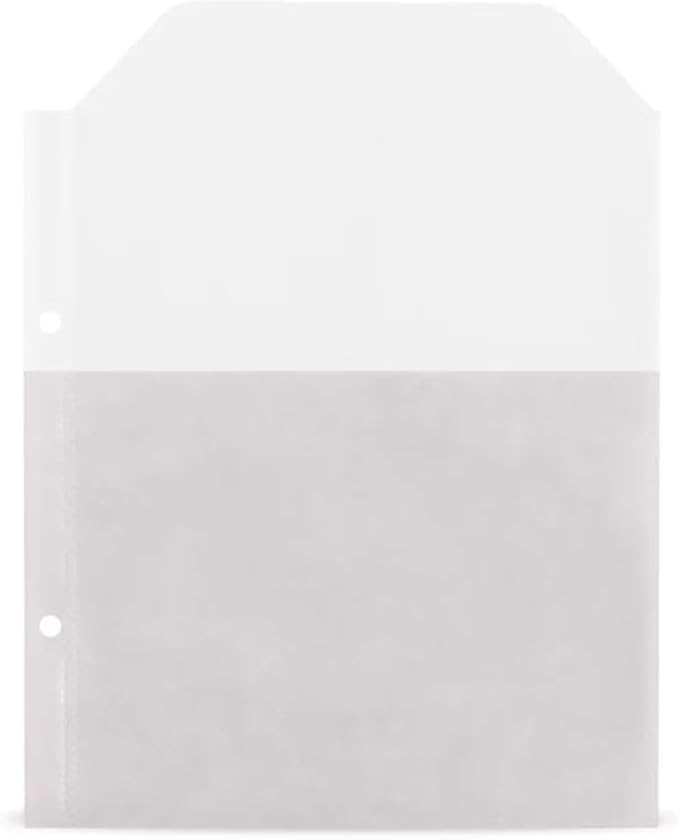 Tarifold Double DVD Binder Sleeves with Closing Flap, 2-Ring Holes, 50 Pack | Holds 2 DVD's, cover art & booklet, felt insert, reinforced 2-ring binder holes, polypropylene, saves up to 70% storage space