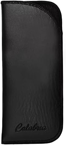 Calabria Half Slip-in Soft Eyeglass Case PU Leather Felt Black Men Women Vertical Flat Eye Glasses Pouch Sunglasses Holder