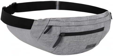 Grey Sling Bag for Women Men Gifts for Enjoy Travel Hands-Free Fanny Pack | Polyester,4-Zipper Pocket, Adjustable Waist Bag for Workout Traveling Casual Festival