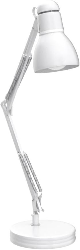 Globe Electric 52024 28" Swing Arm Architect Desk Lamp, Matte White, Rotary Switch on Shade, Partially Adjustable Arm, Modern Lighting for Bedroom or Office, Timeless, Indoor Lights
