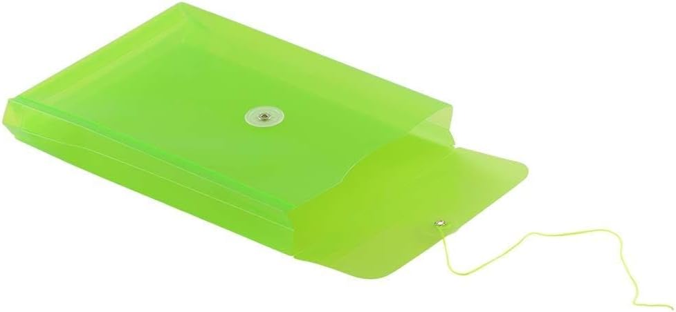 JAM PAPER Plastic Envelopes with Button & String Tie Closure - 6 1/4 x 9 1/4 - Lime Green - 3/Pack