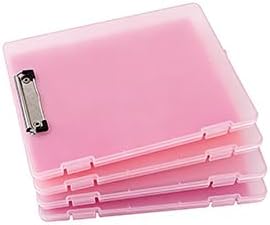 2 Pack Letter Size Clipboard with Storage 8.5 * 11, Plastic Clear Clipboard File Box A4 Pink Nursing Clip Board for School & Office with Christmas Stickers (Clear & Pink)