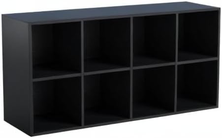 OSCHF 8-Cube Storage Shelf Bookcase - Wooden 4-Tier Floor Standing Open Bookshelf, Modern TV Stand up to 55 Inchs for Home and Office, Black