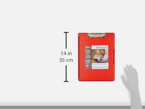 Dexas Slimcase 2 Plastic Clipboard with Storage & Side Opening, Strawberry Red, Office Supplies Clipboards to Organize, Carry & Store, A4 Holder, Style & Functionality Nursing Clipboards (Pack of 6)