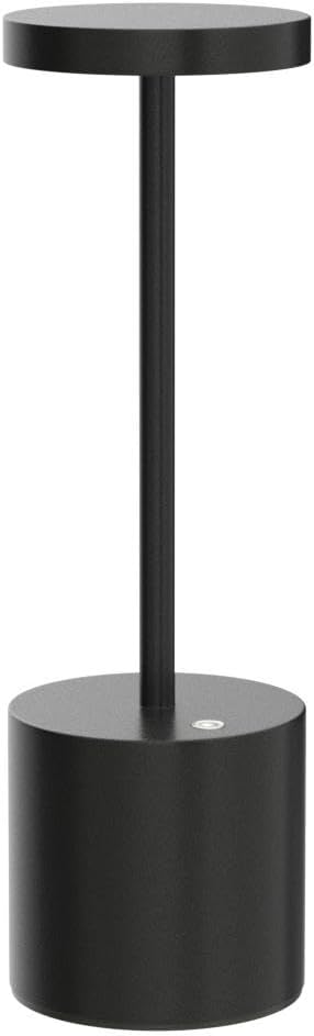 TBBGA LED Cordless Table Lamps Set of 2, 5000mAh Rechargeable Table Light | Portable Outdoor Table Lamp, 3 Color Stepless Dimming Battery Powered Lamp for Dinner/Patio/Restaurant/Bedroom (Black)