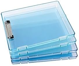 Letter Size Clipboard with Storage 8.5 * 11, Plastic Clear Blue Clipboard File Box A4 Nursing Clip Board for School & Office with Christmas Stickers (Clear Blue)