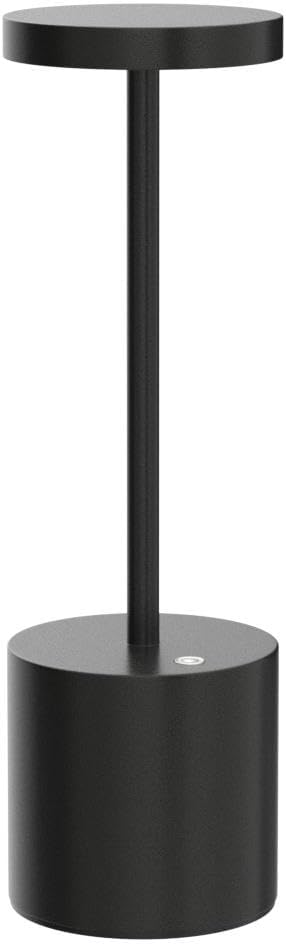TBBGA LED Cordless Table Lamps, 5000mAh Rechargeable Table Light | Portable Outdoor Table Lamp, 3 Color Stepless Dimming Battery Powered Lamp for Dinner/Patio/Restaurant/Bedroom (Black)
