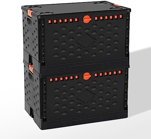 Folding Hand Truck + 2 Pack Collapsible Crate -Teacher Collapsible Rolling Cart with Wheels,Shopping Cart for Groceries,Crate On Wheels and Tote Basket,Mobile Storage for File