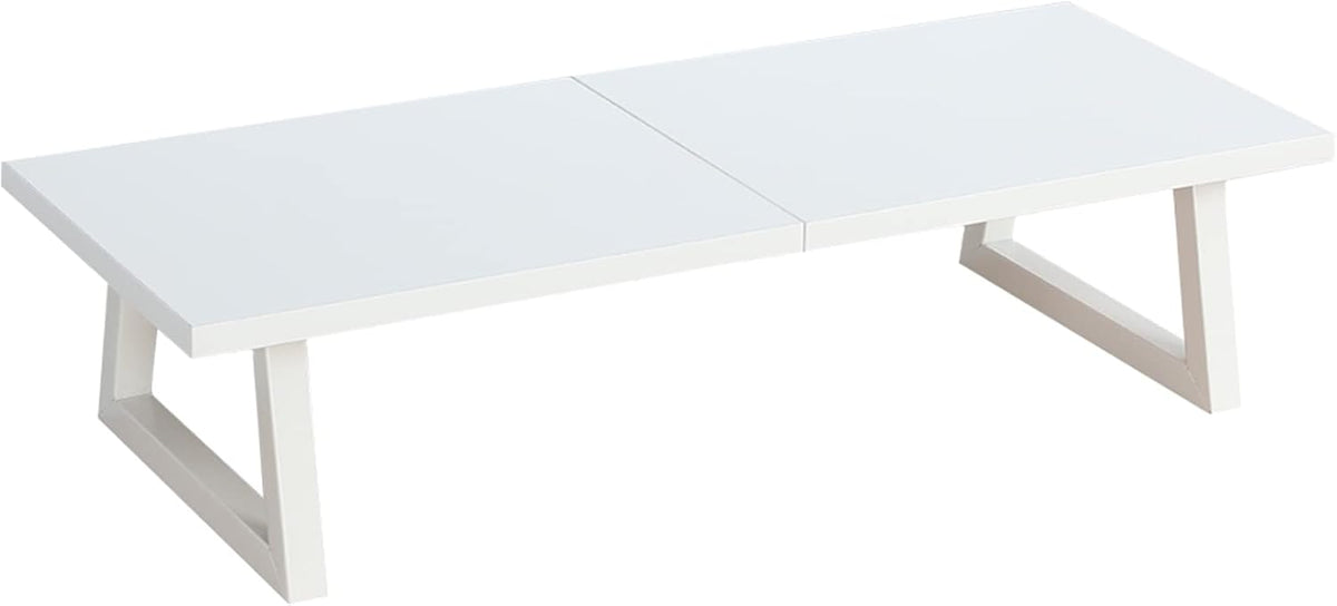 TEAMIX 24 inch Monitor Stand Riser, White Wood & Steel Computer Monitor Stand with Storage, Laptop, PC, Printer Stand Riser for Desktop Office Desk Organizers