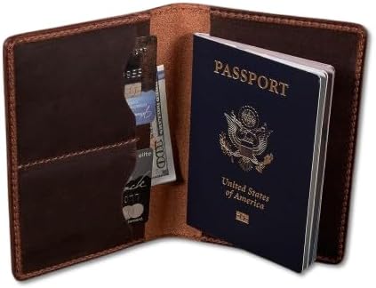 Leather Passport Holder, Full Grain Bifold Case, Minimalist Design, Passport Holder for Travel Essentials,Passport Cover Case for Travel (Brown)