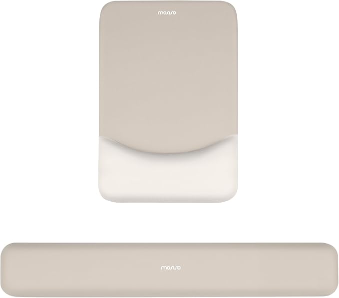 MOSISO Wrist Rest Support Mouse Pad & Keyboard Set, Stone Gray | Rectangular Ergonomic Mousepad, Non-Slip Base, Home/Office Pain Relief & Easy Typing, Neoprene Cloth & Raised Silicone Lining