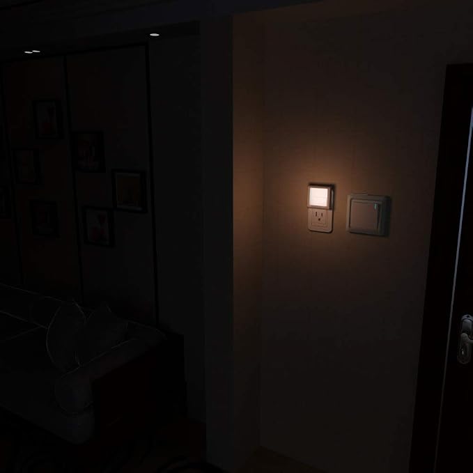 MAZ-TEK Plug-in Led Night Light with Auto Dusk to Dawn Sensor,Adjustable Brightness Warm White Lights for Hallway,Bedroom, Kids Room, Kitchen, Stairway, 2 Pack