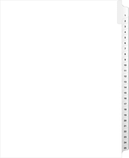 Exhibitindexes® Side Collated Exhibit Tabs AVE Style Bold Tabs Set of 1-25 | Made in The USA
