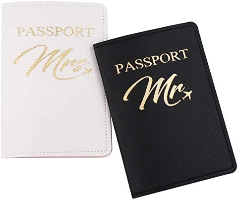 Mr and Mrs Passport Holder and Luggage Tags Set, Wedding and Honeymoon Travel Luggage, Bridal Shower and Engagement Gift