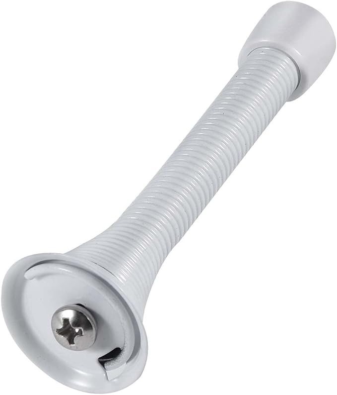 KISEER 24 Pack Spring Door Stops 3 1/4 Inch Flexible Heavy Duty Spring Door Stopper with RustProof Screw Rubber Bumper Tips (White)