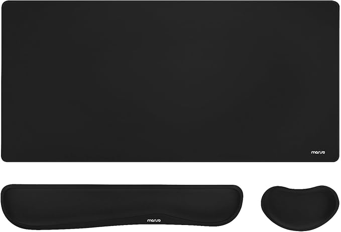 MOSISO Keyboard Mouse Pad Set, Gaming Mouse Pad&Keyboard Wrist Rest | Ergonomic Wristrests with Memory Foam Home Office Easy Typing Cushion Non-Slip Mousepad, Black