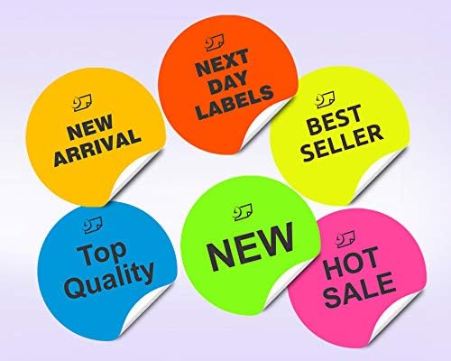 NextDayLabels - 8-1/2 x 11 Neon Color High Light Fluorescent Labels for Laser & Inkjet Printer (Yellow Fluorescent, 1.66" Round - 24 Per Page | 600 Labels)