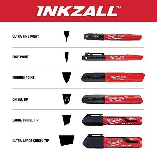 Milwaukee 48-22-3104 Inkzall Point Marker, Fine, Black, 4-Pack
