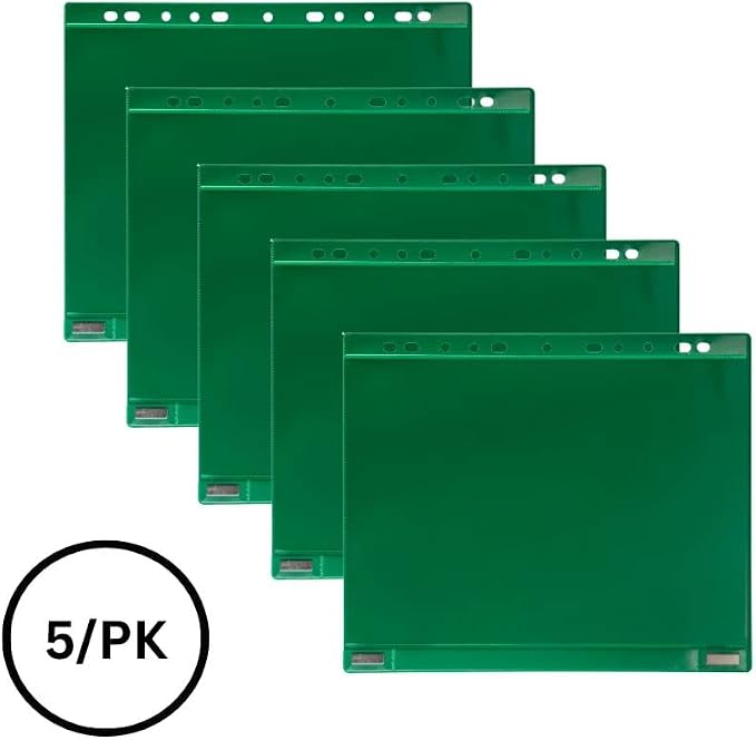 Tarifold Magnetic Double-Sided Document Pockets, Letter Size, Green, 5 Pack | 5 magnetic double-sided pockets, holds letter-size documents, full magnetic backing, green frames, quick document changes