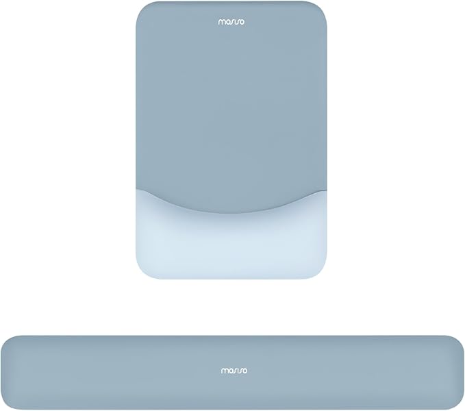 MOSISO Wrist Rest Support Mouse Pad & Keyboard Set, Aquamarine | Rectangular Ergonomic Mousepad, Non-Slip Base, Home/Office Pain Relief & Easy Typing, Neoprene Cloth & Raised Silicone Lining