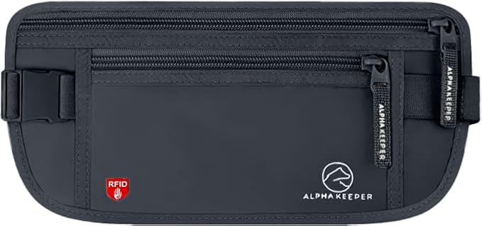 Alpha Keeper Money Belt for Travel Hidden Under Clothes – RFID Blocking Passport Holder & Slim Waist Wallet Pouch for Women & Men, Anti-Theft Travel Accessories
