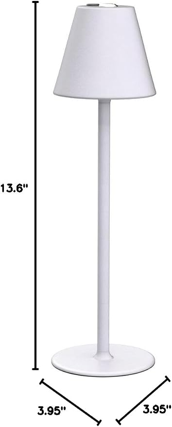 Timjorman Modern LED Cordless Table Lamp, 4000mAh Rechargeable Battery, 3 Level Brightness Night Light, Metal Shell, Minimalist Design, for Couples Dinner/Coffee Table/Restaurant/Bedroom, White