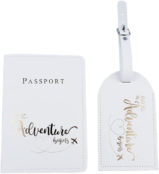 Belsmi Passport and Luggage Tags Set Travel Suitcase Tag (Style 1 - White)