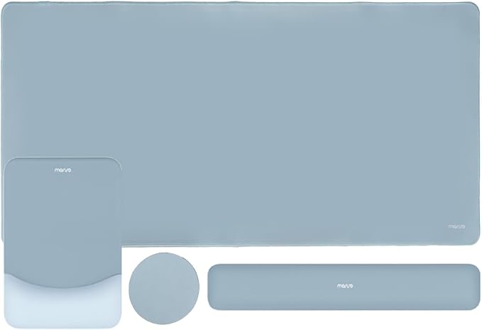 MOSISO Keyboard Mouse Pad Set, Large Gaming Mouse Pad&Keyboard Wrist Rest | Rectangular Mousepad with Wrist Rest&Coaster, Ergonomic Non-Slip&Easy Typing Pad with Curved Silicone Lining, Aquamarine